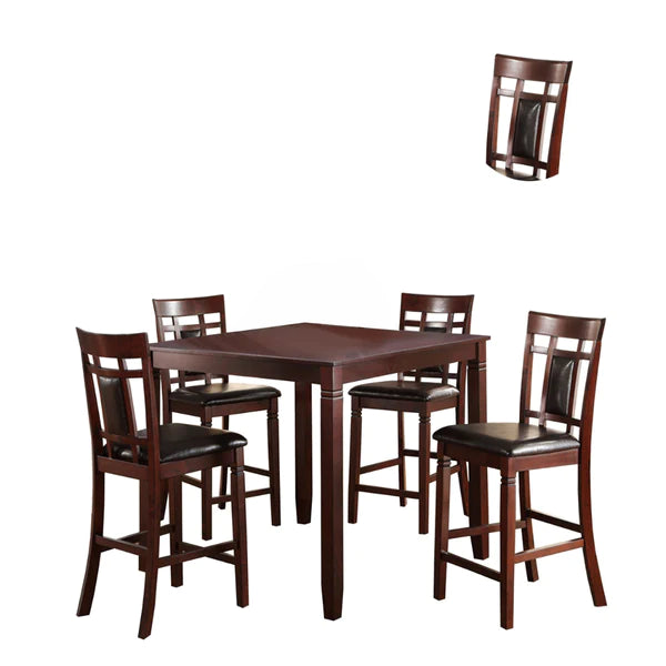 Benzara Swish Cashew Wood 5 Pieces Counter Height Dining Set In Brown BM167134 - GOLD STAR Dining
