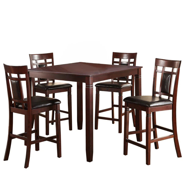 Benzara Swish Cashew Wood 5 Pieces Counter Height Dining Set In Brown BM167134 - GOLD STAR Dining