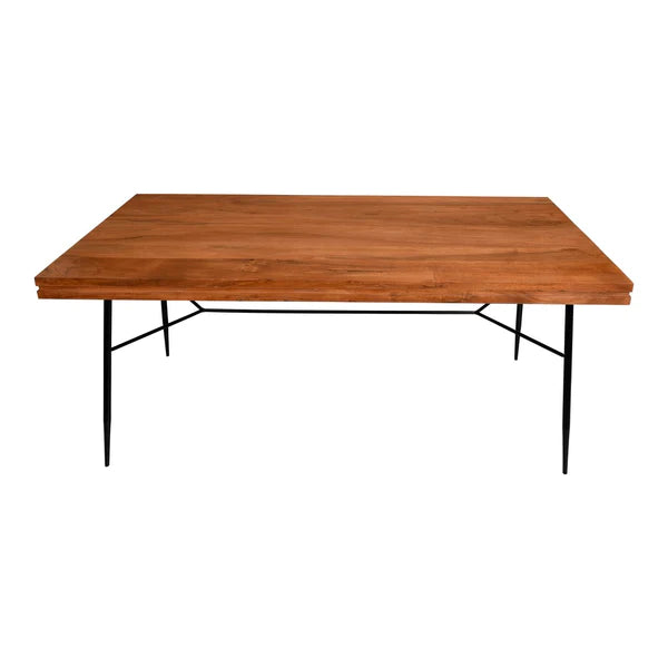 Benzara Two Tone Industrial Wooden Top Rectangular Dining Table with Metal Frame, Black and Brown UPT-231468 - GOLD STAR Dining