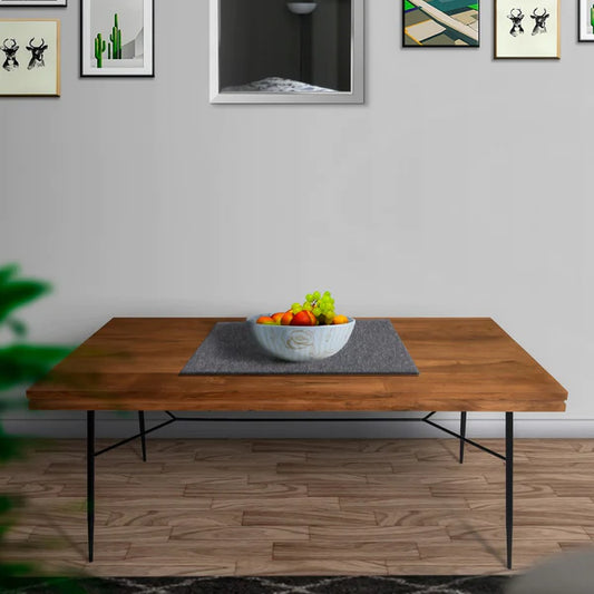 Benzara Two Tone Industrial Wooden Top Rectangular Dining Table with Metal Frame, Black and Brown UPT-231468 - GOLD STAR Dining