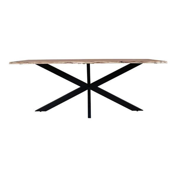 Benzara 78.7 Inch Rectangular Live Edge Top Mango Wood Dining Table with Spider Legs, Brown and Black UPT-238003 - GOLD STAR Dining