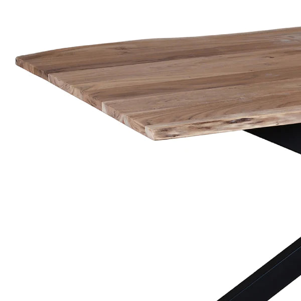 Benzara 78.7 Inch Rectangular Live Edge Top Mango Wood Dining Table with Spider Legs, Brown and Black UPT-238003 - GOLD STAR Dining