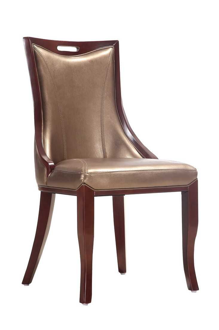 Manhattan Comfort Emperor Walnut Faux Leather Dining Chair (Set of Two) - GOLD STAR Dining