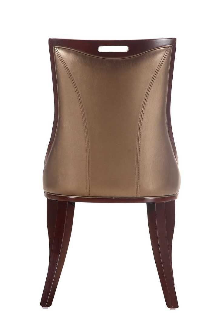 Manhattan Comfort Emperor Walnut Faux Leather Dining Chair (Set of Two) - GOLD STAR Dining