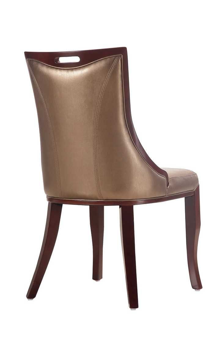 Manhattan Comfort Emperor Walnut Faux Leather Dining Chair (Set of Two) - GOLD STAR Dining