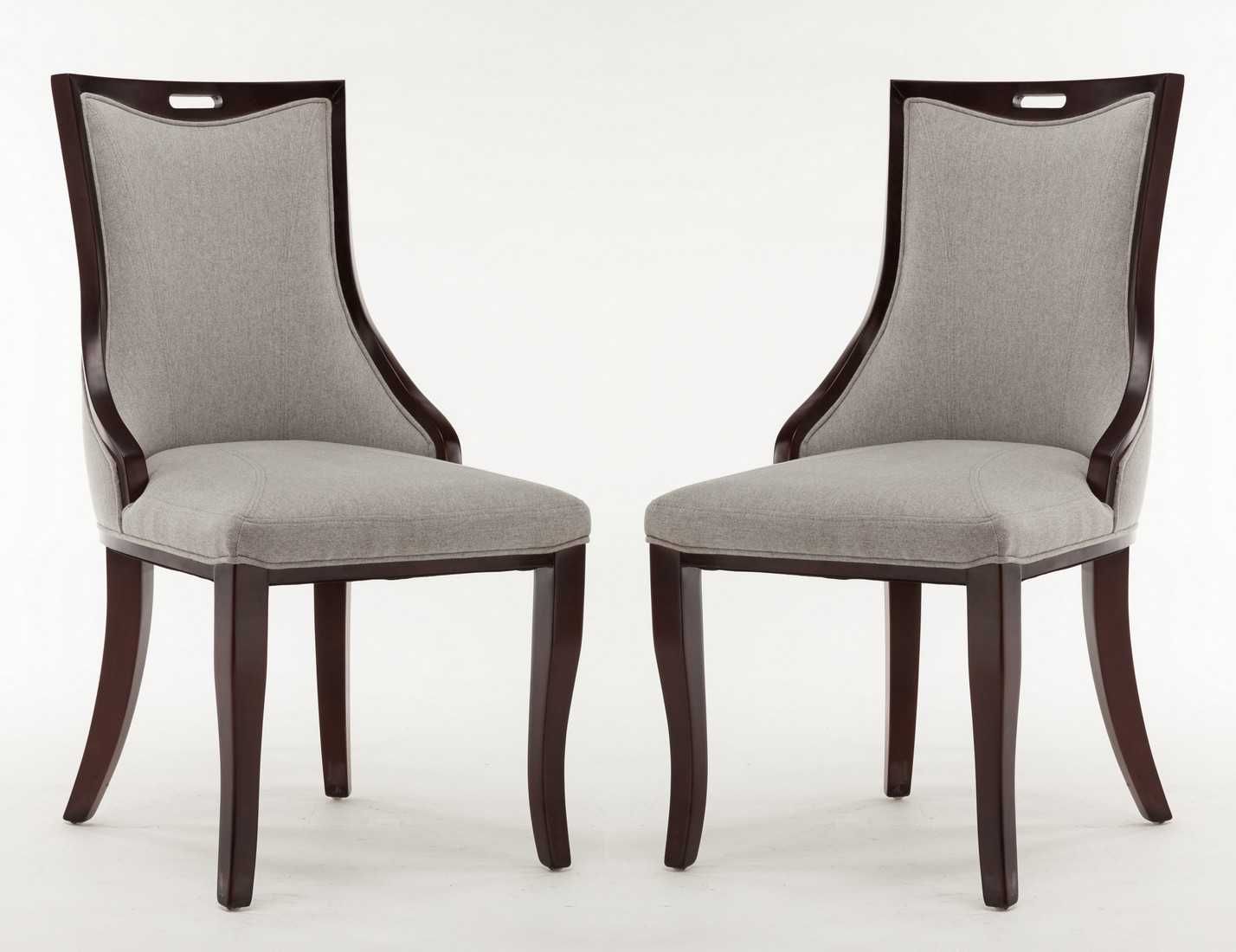 Manhattan Comfort Emperor Walnut Faux Leather Dining Chair (Set of Two) - GOLD STAR Dining