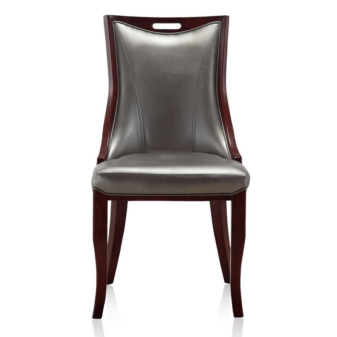 Manhattan Comfort Emperor Walnut Faux Leather Dining Chair (Set of Two) - GOLD STAR Dining