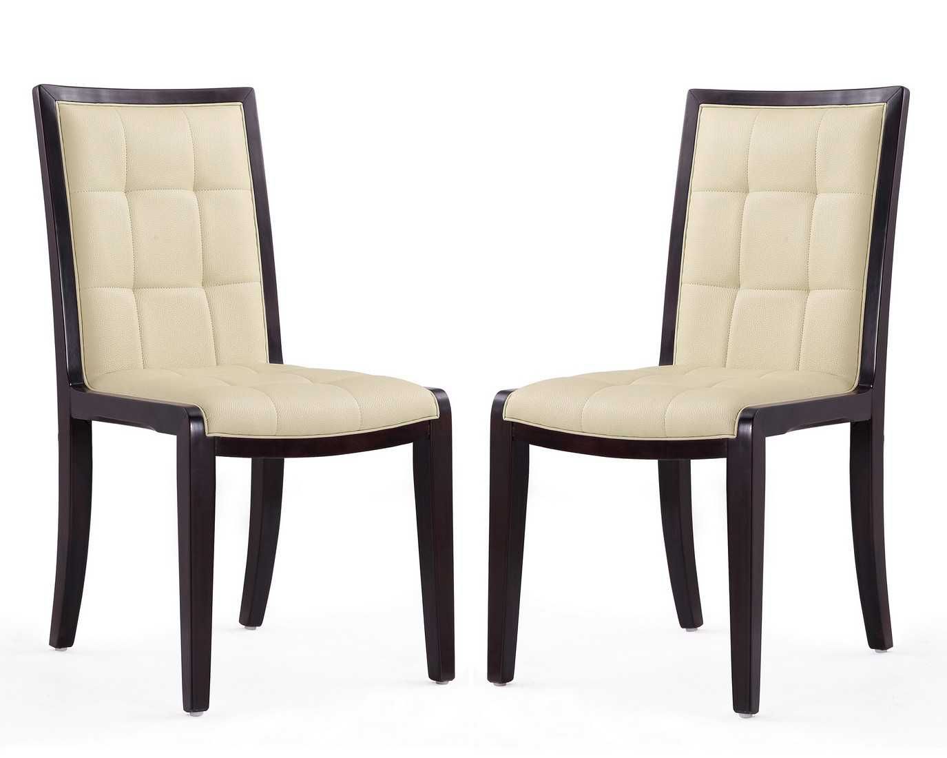 Manhattan Comfort Executor Walnut Faux Leather Dining Chairs (Set of Two) - GOLD STAR Dining