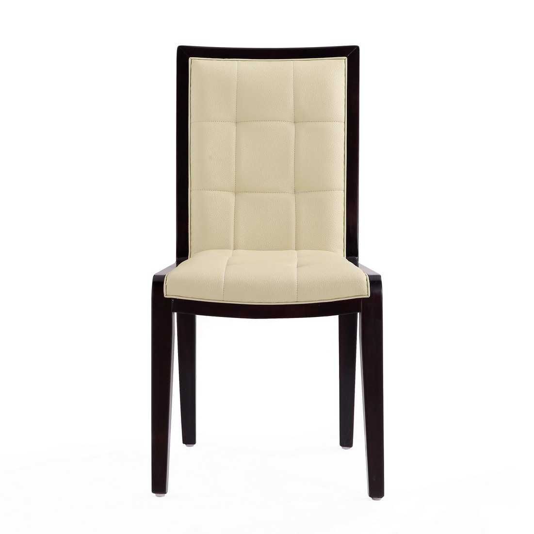 Manhattan Comfort Executor Walnut Faux Leather Dining Chairs (Set of Two) - GOLD STAR Dining