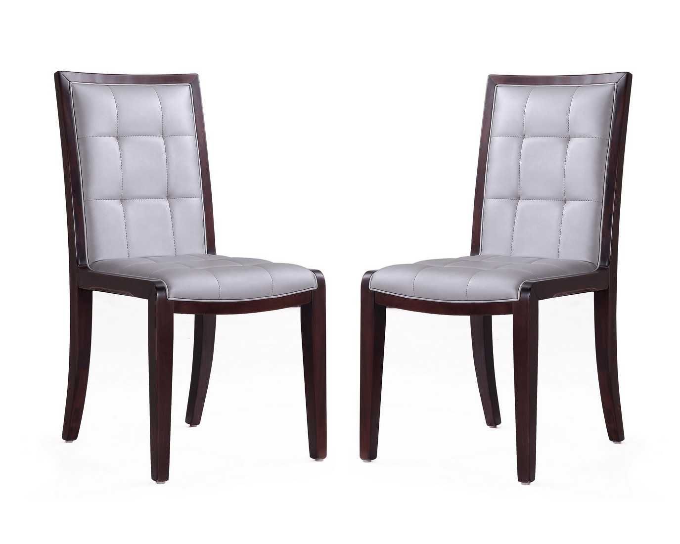 Manhattan Comfort Executor Walnut Faux Leather Dining Chairs (Set of Two) - GOLD STAR Dining