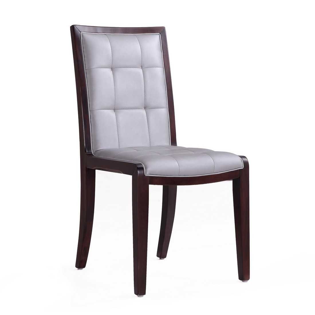 Manhattan Comfort Executor Walnut Faux Leather Dining Chairs (Set of Two) - GOLD STAR Dining