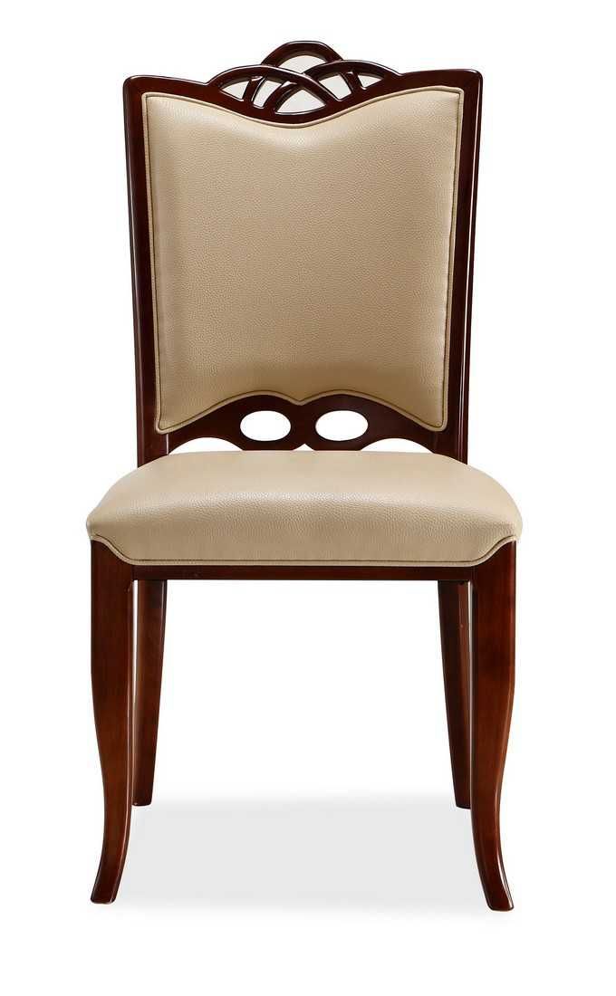 Manhattan Comfort Regent Cream and Walnut Faux Leather Dining Chair (Set of Two) DC005-CR - GOLD STAR Dining