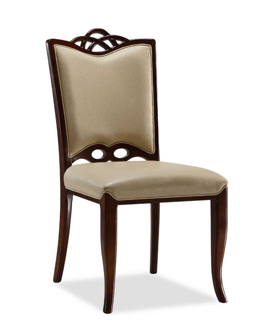 Manhattan Comfort Regent Cream and Walnut Faux Leather Dining Chair (Set of Two) DC005-CR - GOLD STAR Dining