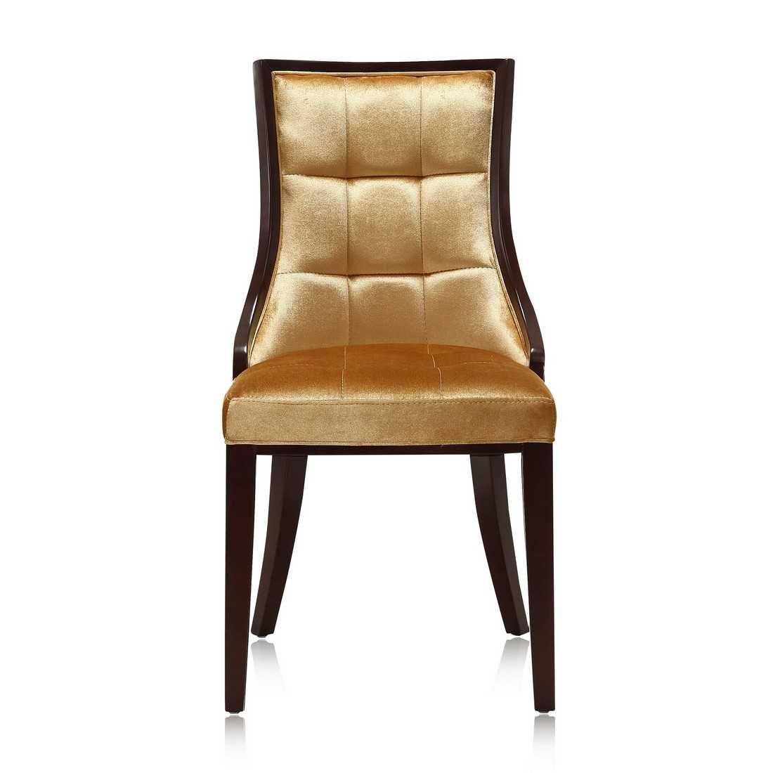 Manhattan Comfort Fifth Avenue Walnut Faux Leather Dining Chair (Set of Two) - GOLD STAR Dining