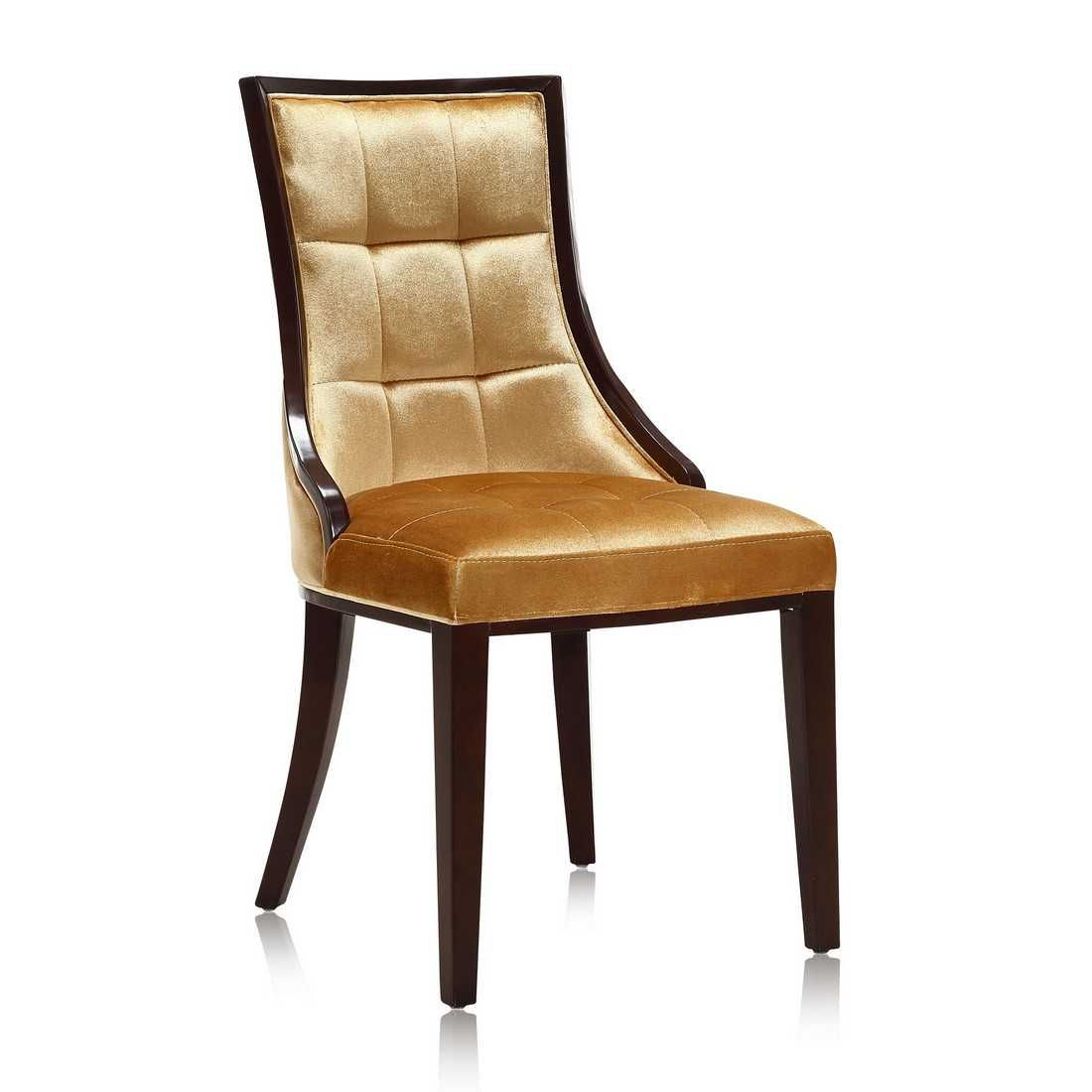 Manhattan Comfort Fifth Avenue Walnut Faux Leather Dining Chair (Set of Two) - GOLD STAR Dining