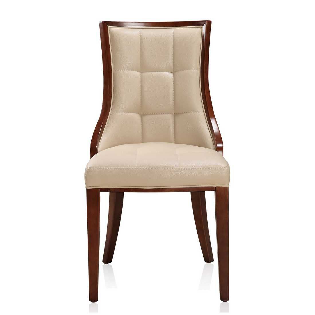 Manhattan Comfort Fifth Avenue Walnut Faux Leather Dining Chair (Set of Two) - GOLD STAR Dining