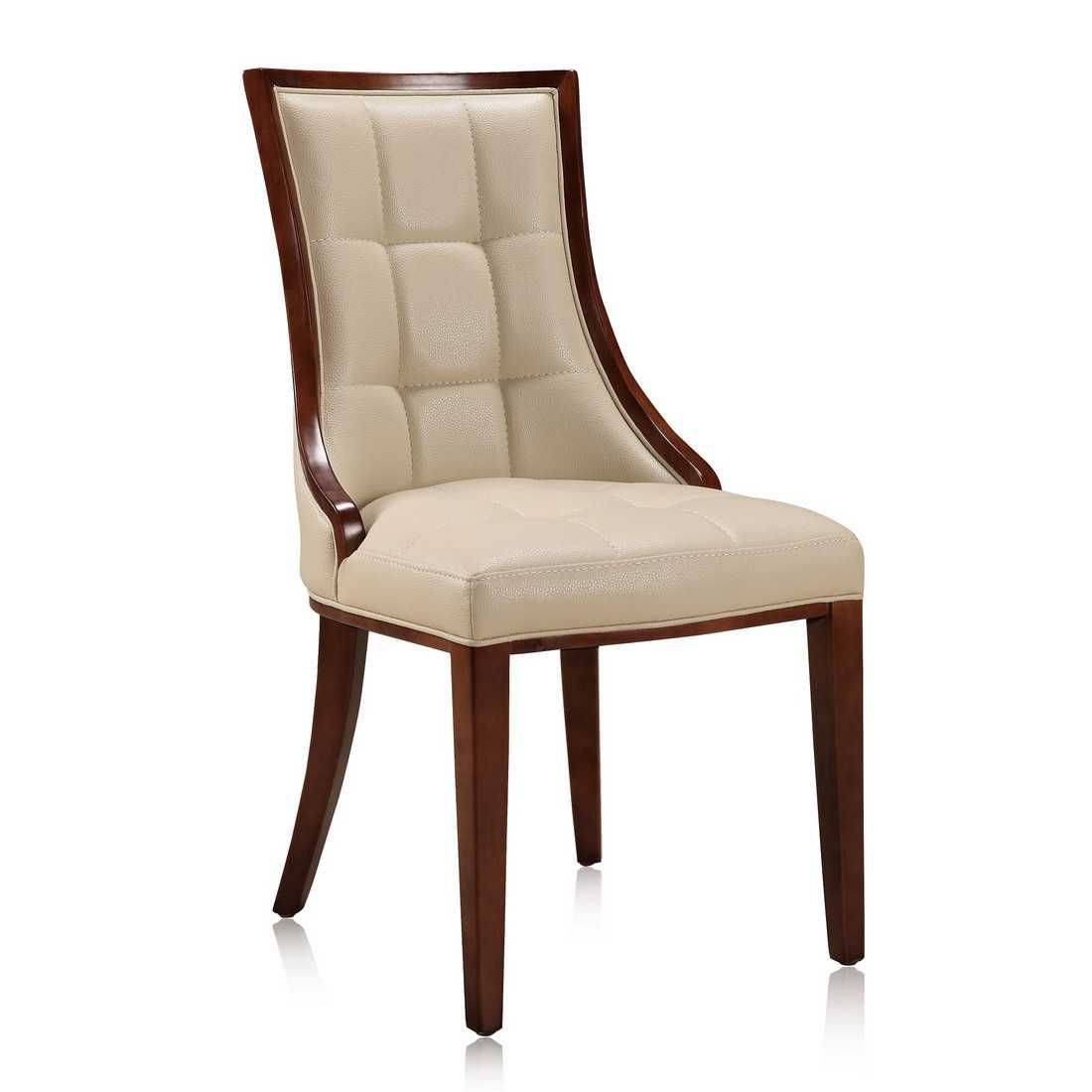 Manhattan Comfort Fifth Avenue Walnut Faux Leather Dining Chair (Set of Two) - GOLD STAR Dining