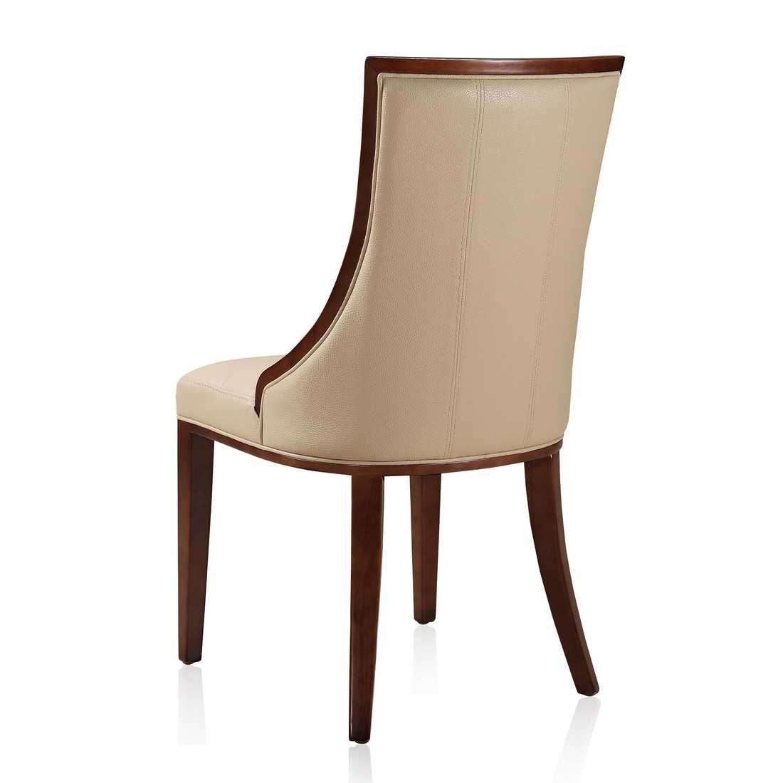 Manhattan Comfort Fifth Avenue Walnut Faux Leather Dining Chair (Set of Two) - GOLD STAR Dining