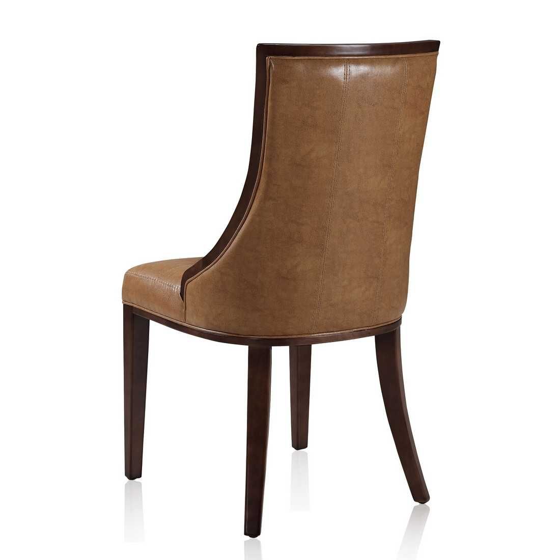 Manhattan Comfort Fifth Avenue Walnut Faux Leather Dining Chair (Set of Two) - GOLD STAR Dining