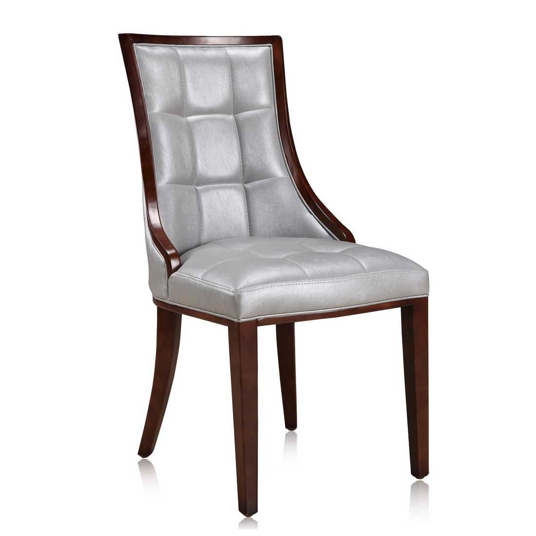 Manhattan Comfort Fifth Avenue Walnut Faux Leather Dining Chair (Set of Two) - GOLD STAR Dining